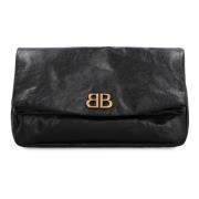 Balenciaga Läder Clutch med Magnetisk Flap Stängning Black, Dam