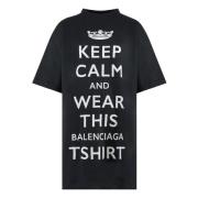 Balenciaga Bomull T-shirt med Fronttryck Black, Dam