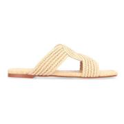 Castañer Raffia Square Toeline Slides Beige, Dam