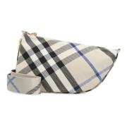 Burberry Check Motif Messenger Väska Beige, Dam