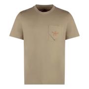 MCM Räfflad bomull T-shirt med framficka Beige, Herr