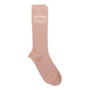 Iceberg Blush strumpa med jacquard Milano Italia logo Pink, Dam