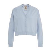 Semicouture Blå V-ringad Bomulls Cardigan Stickat Blue, Dam