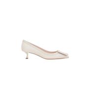 Roger Vivier Ivory Läder Spänne Häl Pumps Beige, Dam