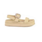 Emanuelle Vee Lädersandal med gummisula Beige, Dam