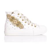 Mimanera Vita Guld Sneakers med Swarovski Accents White, Dam