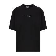 Maison Kitsuné Svart Oversize T-shirt med Brodyr Black, Herr