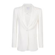 Eleventy Chevron Ull Linne Blazer White, Dam