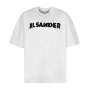 Jil Sander Vit Logotyp Tryck T-shirt White, Herr