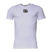 Dolce & Gabbana Vit Bomull Logo Crew Neck T-shirt White, Herr