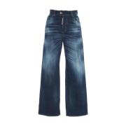 Dsquared2 Blå Wide Leg Jeans Elegant Stil Blue, Dam