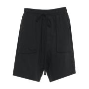 Thom Krom Svarta Drop Crotch Shorts Black, Herr