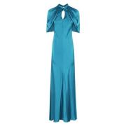 Alberta Ferretti Satin Klänning Blue, Dam