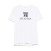 Sporty & Rich Marathon T-shirt Vit/Blå Bomull Portugal White, Dam