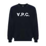 A.p.c. Flocked Logo Sweatshirt Blue, Dam