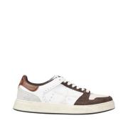 Premiata Bi-Färg Vit Brun Läder Sneakers White, Herr