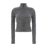 Dolce & Gabbana Blank Silver Jersey Topp Gray, Dam