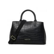 Valentino by Mario Valentino Svart krokostil handväska Black, Dam