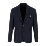 Versace Stilig Mörkblå Ull Blazer Blue, Herr