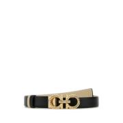 Salvatore Ferragamo Omvändbar svart läderbälte Black, Dam