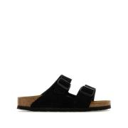 Birkenstock Mocka Läder Sandaler i Arizona Stil Black, Dam