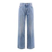 Dolce & Gabbana Logo Metal Plate Straight Leg Jeans Blue, Dam