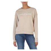 Tommy Hilfiger Sweatshirt med broderad logga Beige, Dam