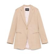 Dondup Beige Jacka med Logo Jacquard Foder Beige, Dam