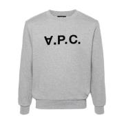 A.p.c. Standard Flocked Logo Sweatshirt Gray, Dam