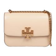 Tory Burch Vaniljläder Axelväska med Dubbel T-logotyp Beige, Dam