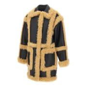 Stand Studio Hadlee Svart Faux Shearling Kappa Multicolor, Dam