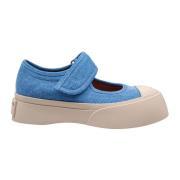 Marni Denim Blå Mary Jane Sneakers Blue, Dam