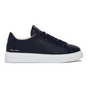 Crime London Blå Lädersneaker med Vita Detaljer Blue, Herr