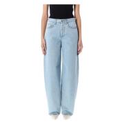 Mugler Blå Snörad Wide Leg Jeans Blue, Dam