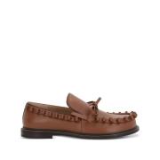 JW Anderson Bruna Läderplatta Skor med Båge Brown, Herr