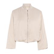 Soaked in Luxury Kort Bomberjacka i Havre Beige, Dam