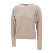 Herno Beige Ull Alpacka Tröja Rund Hals Beige, Dam