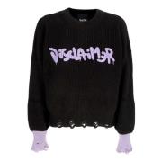 Disclaimer Svart Logo Crewneck Tröja Tungt Garn Black, Dam