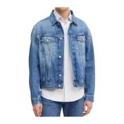 Calvin Klein Jeans Denim Logoknappar Läderpatch Blue, Herr