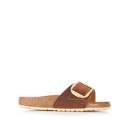 Birkenstock Brun Oljat Läder Slide Sandaler Brown, Dam