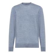 Boggi Milano Merino Wool Crew Neck Tröja Blue, Herr