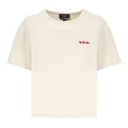 A.p.c. Beige Crewneck T-shirt med Logo Beige, Dam