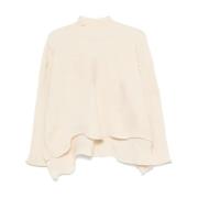 Issey Miyake Top Stil Mode Kone Beige, Dam