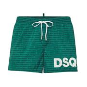 Dsquared2 Tryckt Logga Badshorts Grön/Vit Green, Herr