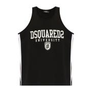 Dsquared2 Svart Ärmlös Rund Hals Topp Black, Herr