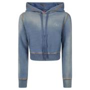 Diesel Slim Hoodie Blue, Dam