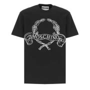 Moschino Svart Bomull T-shirt med Logobroderi Black, Herr