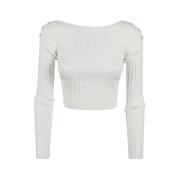 Elisabetta Franchi Ivory Sweaters för Kvinnor Beige, Dam