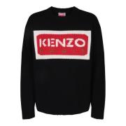 Kenzo Grafisk Intarsia Tröja Svart Black, Dam