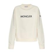 Moncler Sweatshirt med broderad logotyp Beige, Dam